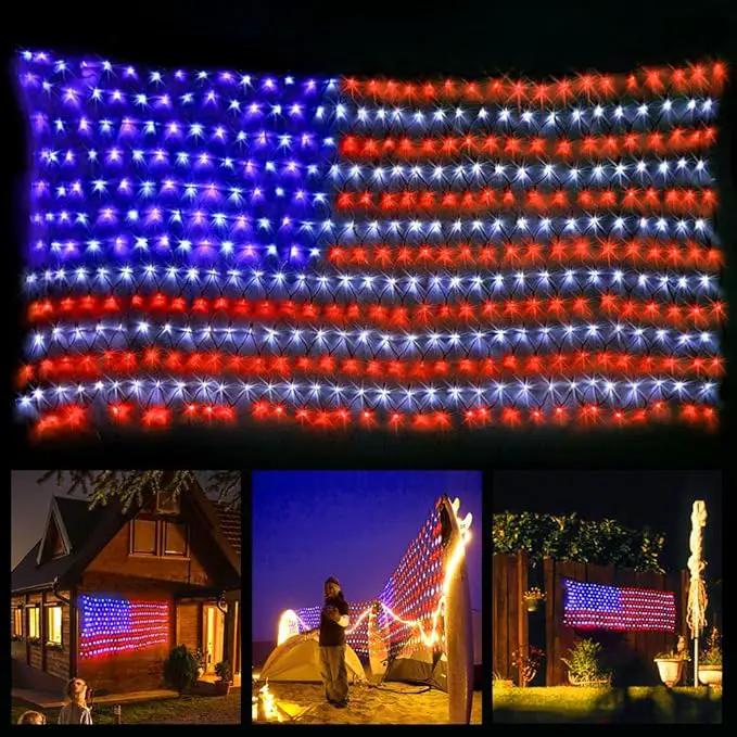 XTF2015 Led Flag Net Lights of The United States, Waterproof American Flag String Light for Christmas, Festival, Holiday, Independence Day, Memorial Day, Decoration, Garden, Yard, Indoor and Outdoor by GreenHaven Gardens