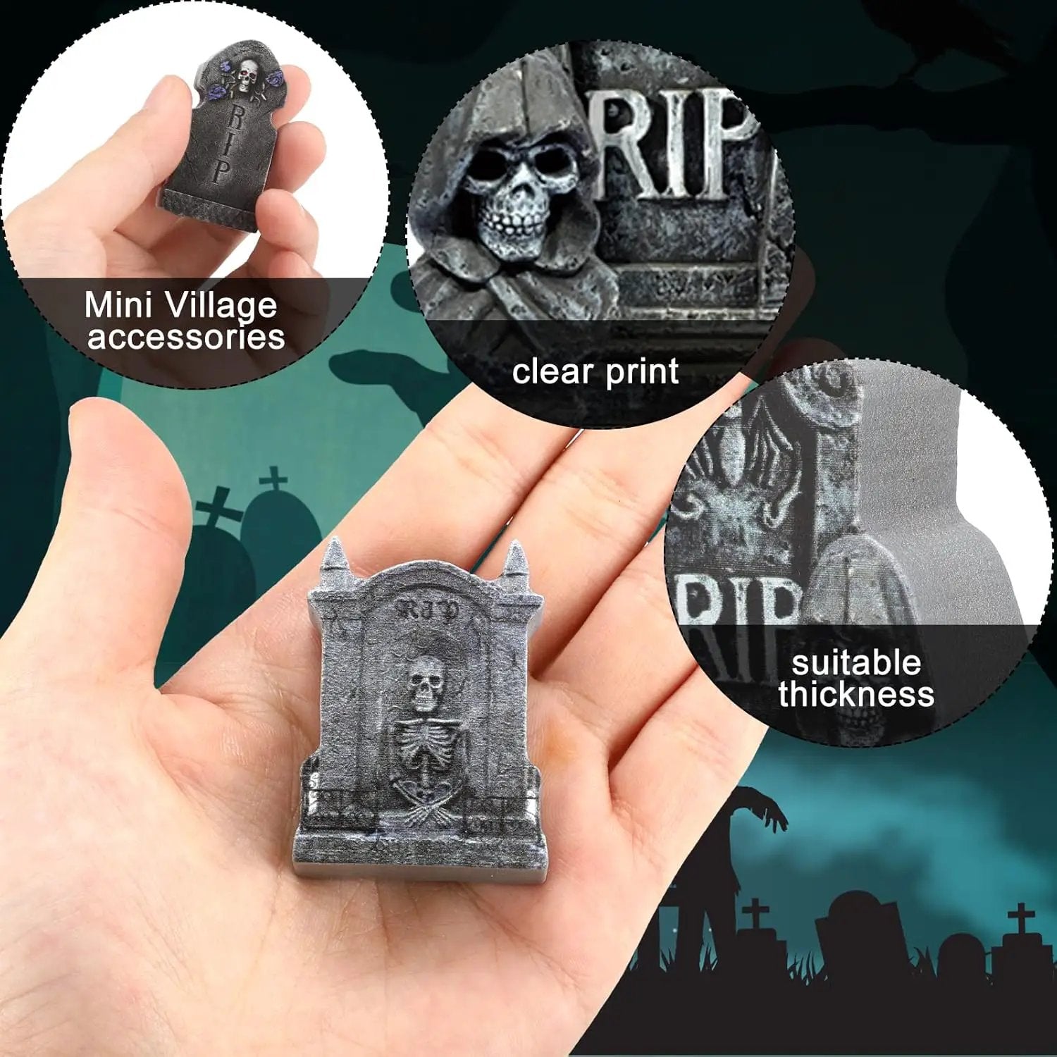 Kathfly 9 Pieces Halloween Miniature Tombstones Mini Village Tombstones Halloween Figurines Miniature Spooky Town for DIY Crafts Outdoor Home Garden Decor by GreenHaven Gardens