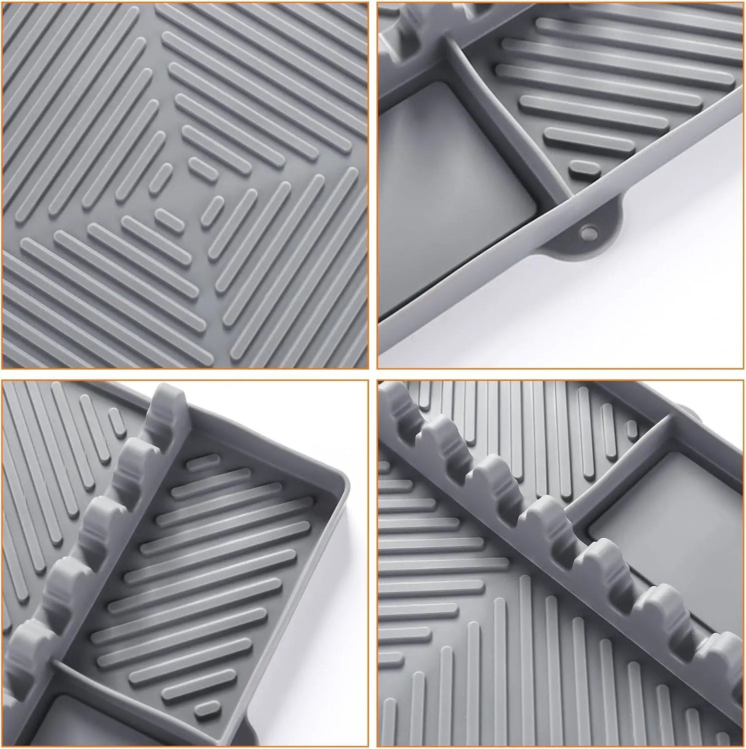 Griddle Mat Barbeque Grill Accessories Tools for Blackstone, Side Shelf Mat Grill Pad for Outdoor Grill Kitchen Counter Spatula Silicone Mat with Drip Pad for Kitchen, Cooking, Countertop (Grey) by GreenHaven Gardens