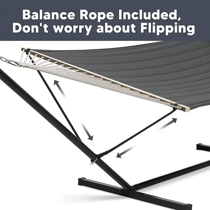 SUNCREAT Hammocks for Outside with 15 ft Stand, Stand Alone Hammock, 475 lbs Capacity, Dark Gray by GreenHaven Gardens