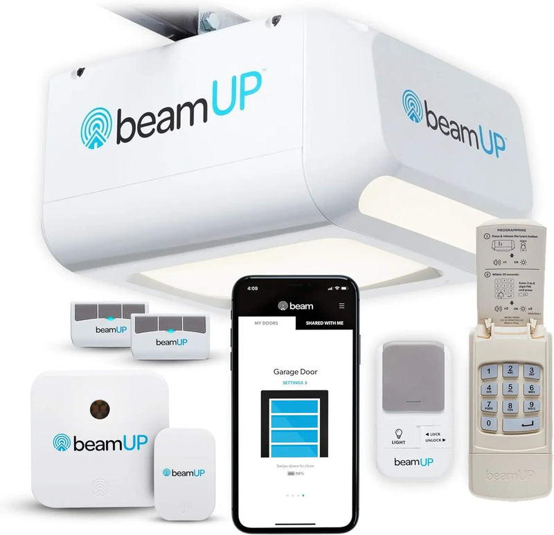 Centurion BU800 Two Car Smart Garage Door Opener, Ultra-Reliable 1-1/4 Horsepower Equivalent DC Motor, Integrated Edge-to-Edge 3000-Lumen LED, with Beam Home App for Smart Garage Control, White by GreenHaven Gardens