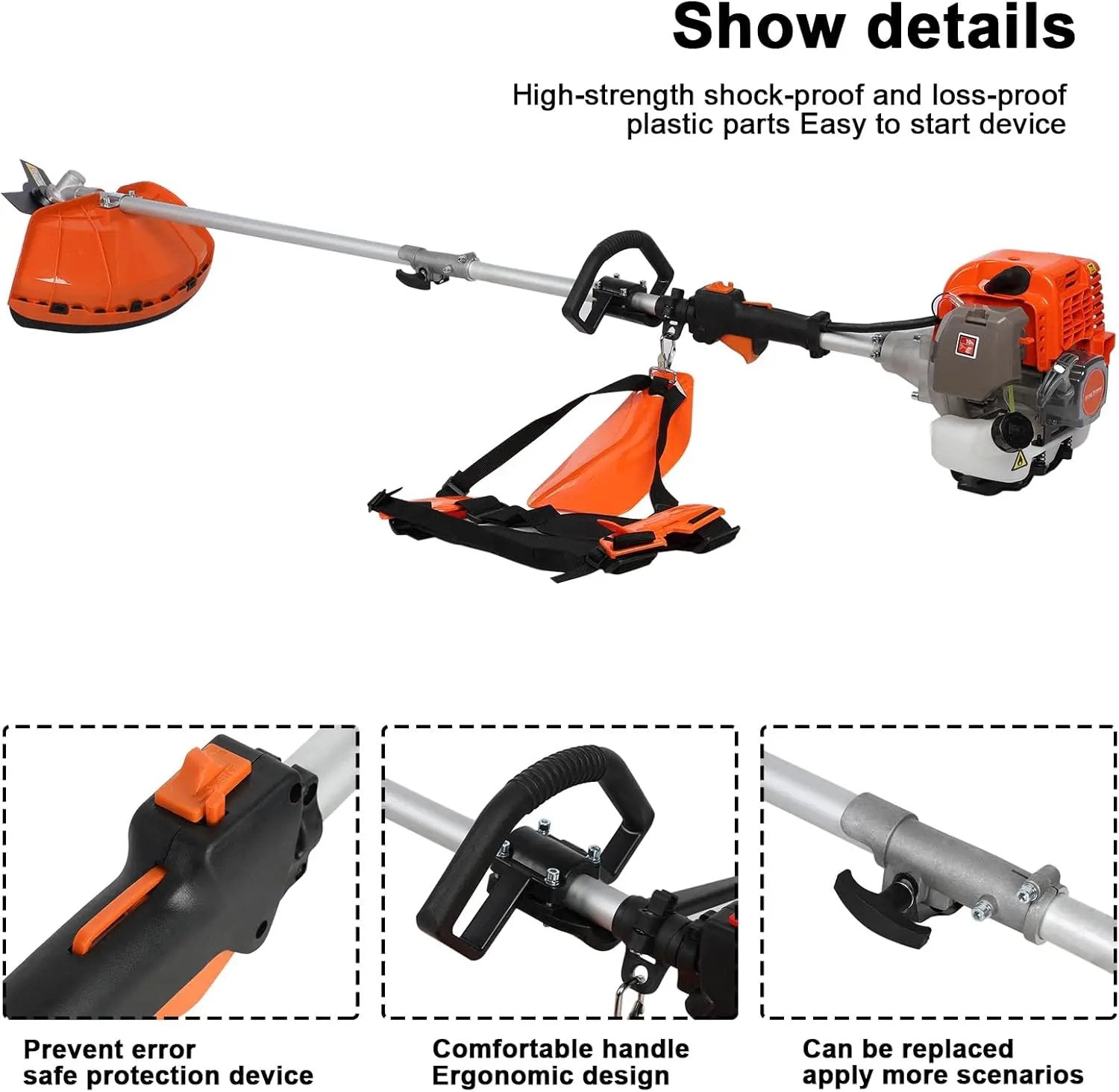 Gas Weed Wacker, 52cc 2-Stroke 5 in 1 Multi-Functional Lawn Mower Hedge Trimmer Pruners Gas Powered Brush Cutter, Weed Eater for Grass and Bush Shipping from US (Red) by GreenHaven Gardens