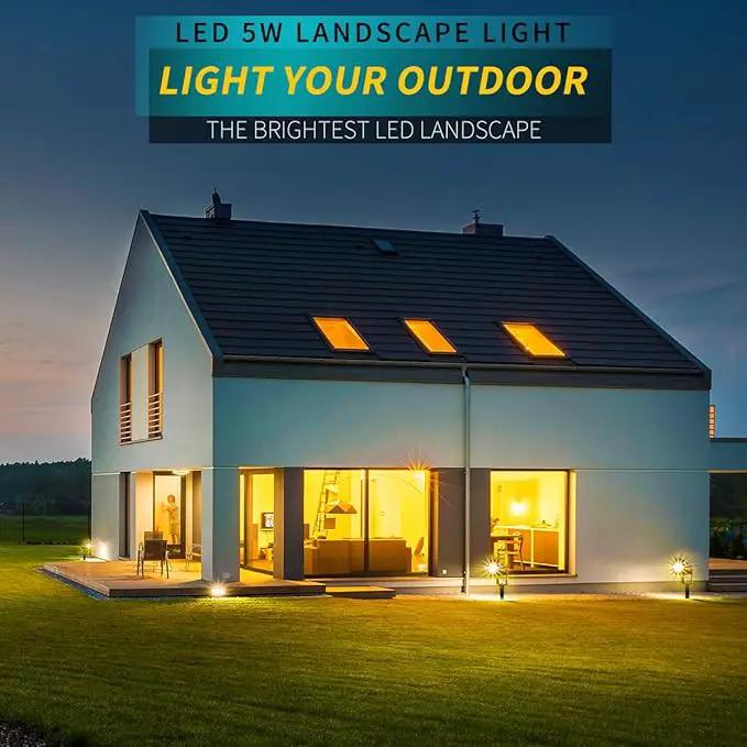 LED Landscape Lights,5W 120V AC Outdoor Pathway Garden Yard Spotlight,IP65 Waterproof Garden Flood Light,Outdoor Spotlight with Stake,UL Cord 5-ft with Plug (Pack of 1, Warm White) by GreenHaven Gardens