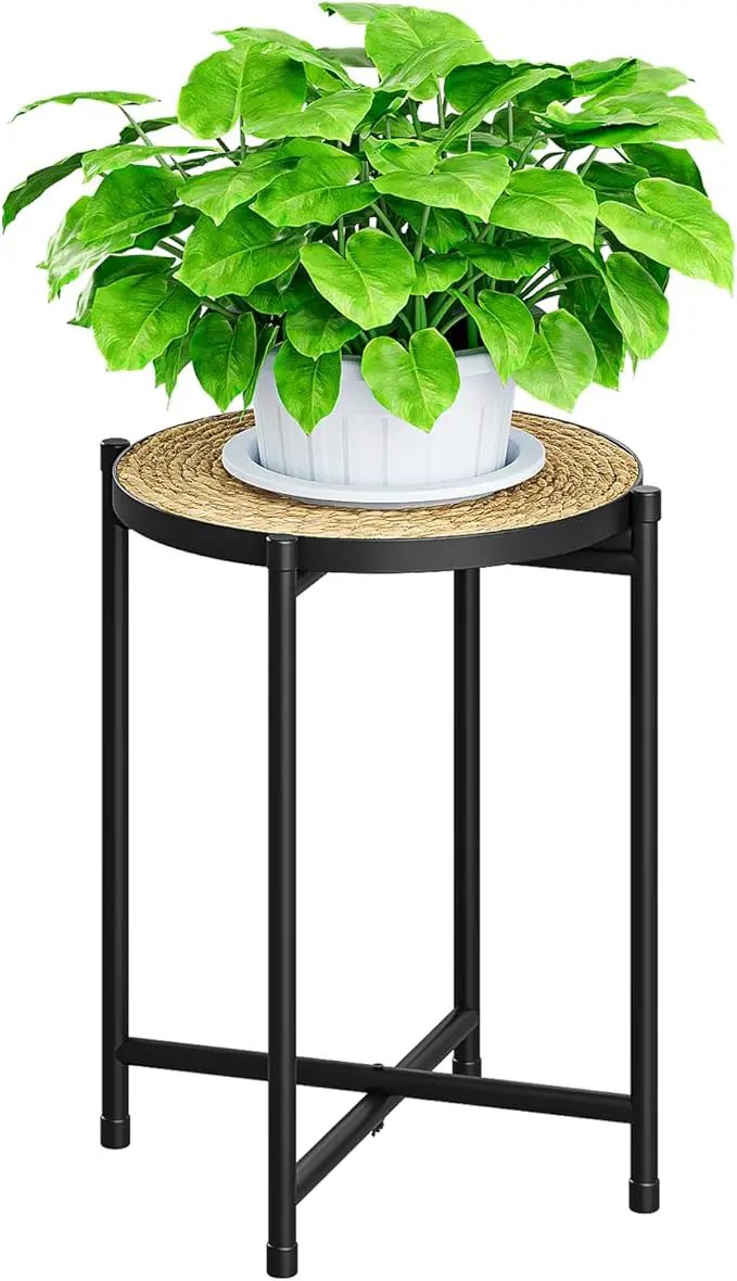 Bamworld Rattan Plant Stand Indoor,Round Plant Table for Large Plants,Tall Heavy Duty Plant Holder for Living Room Bedroom Balcony,Boho Rattan Decor by GreenHaven Gardens