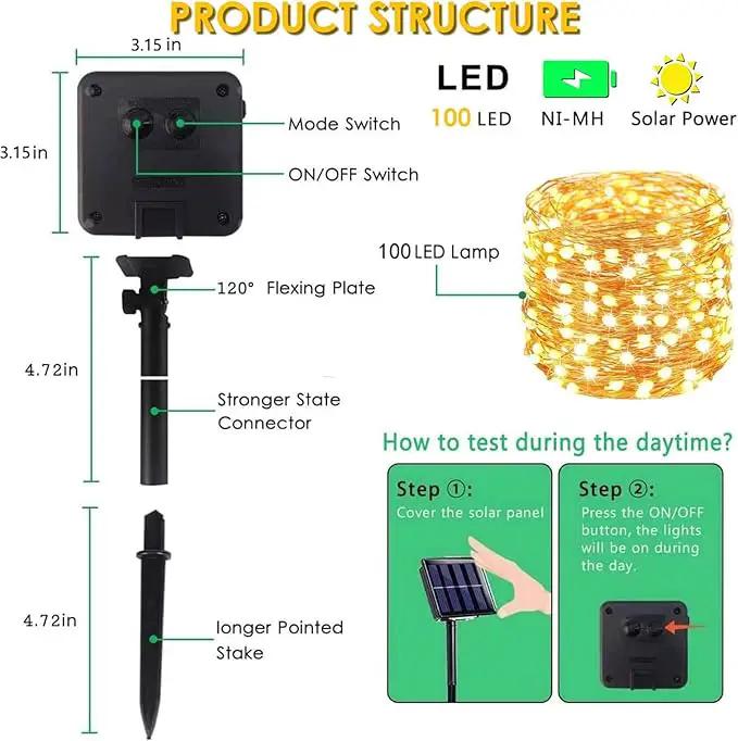 Solar String Lights Outdoor, 6 Pack Each 100 LED Solar Christmas Lights Outside Waterproof Copper Wire with 8 Modes Solar Fairy Twinkle Lights for Garden Yard Tree Wedding Christmas Decor (Warm White) by GreenHaven Gardens