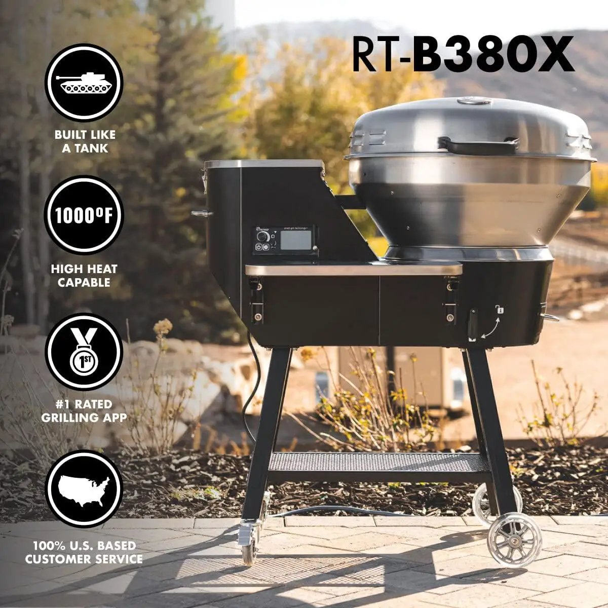 recteq Pellet Grill RT-B380X Bullseye Deluxe + Cover, WiFi Enabled Electric Pellet Smoker Grill, Wood Pellets, BBQ Outdoor, Smoke, Sear, and More by GreenHaven Gardens
