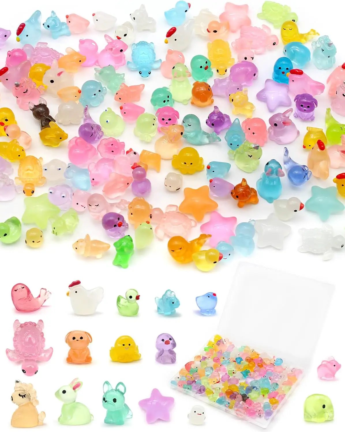 Anvin 120 pcs Mini Resin Animals Glow in The Dark Garden Miniatures Luminous Fairy Garden Figurines with Mini Ducks/Owls/Frogs/Pandas for Micro Landscape Cake Potted Plants Dollhouse Decor by GreenHaven Gardens