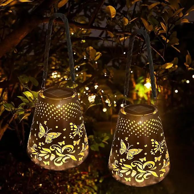 Hanging Solar Lanterns Outdoor Waterproof Butterfly Solar Lights Metal Outdoor Decor, LED Decorative Solar Garden Lights for Garden, Backyard, Tree, Porch(1 Pack) by GreenHaven Gardens