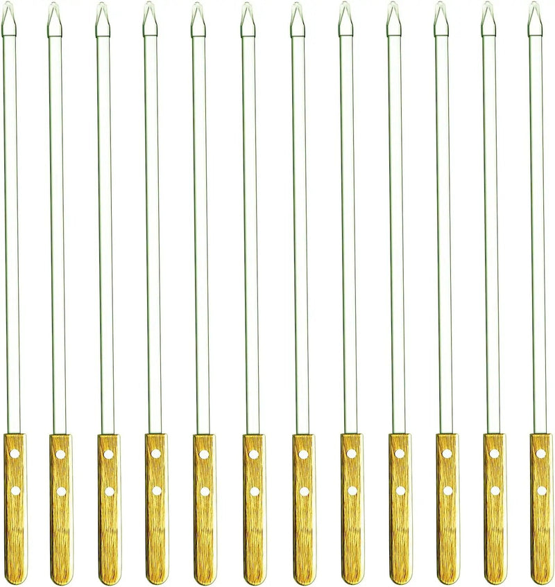 23.5 Inch Extra Long Large Kabob Skewers,12pcs Flat Wide Stainless Steel BBQ Skewer,Reusable Barbecue Stick for Grilling,Metal Heavy Duty Thick Kebab with Wooden Handle with Bag. by GreenHaven Gardens