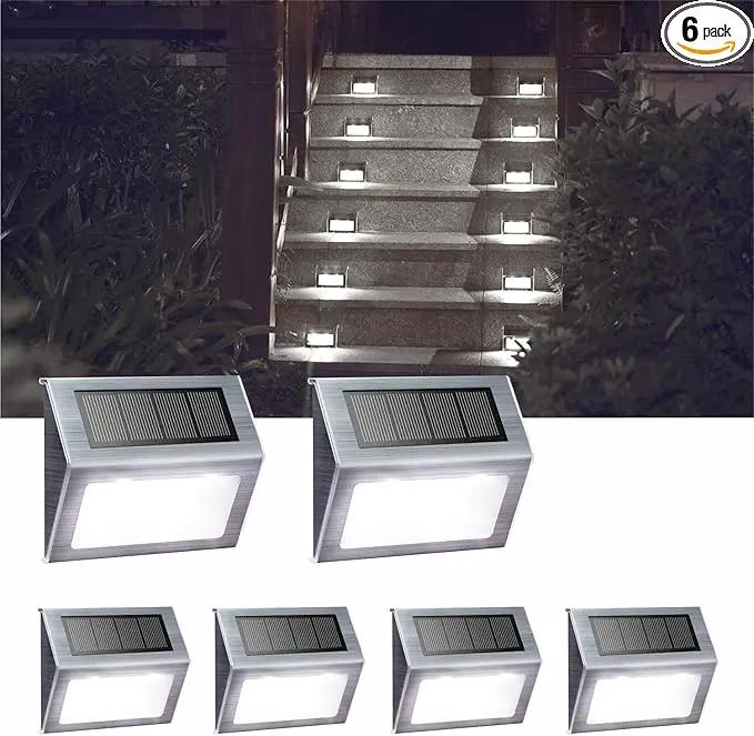 XLUX Solar Powered Lights for Deck Steps Stairs Fences Pathway Path, LED lamp, Outdoor Waterproof, White Light 6 Pack by GreenHaven Gardens