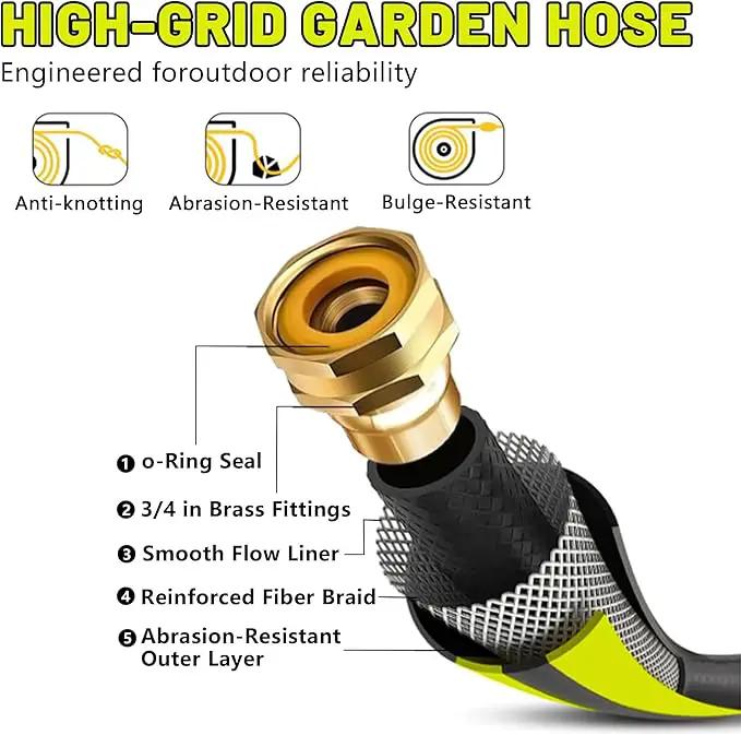 Retractable Garden Hose Reel 160Ft Extra Long, PHLEX PRO Heavy Duty Automatic Water Hose Reel Wall Mounted with 10 Pattern Nozzle, Any Length Lock, Slow Return System, 180°Swivel Bracket by GreenHaven Gardens