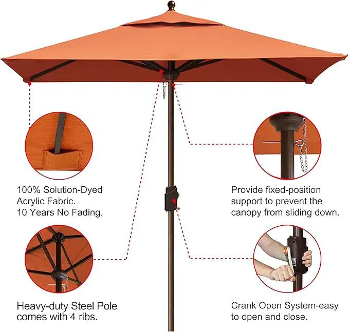 EliteShade USA 10-Year-Non-Fading 6x6Ft Square Market Umbrella Patio Outdoor Table Umbrella with Ventilation, Rust by GreenHaven Gardens