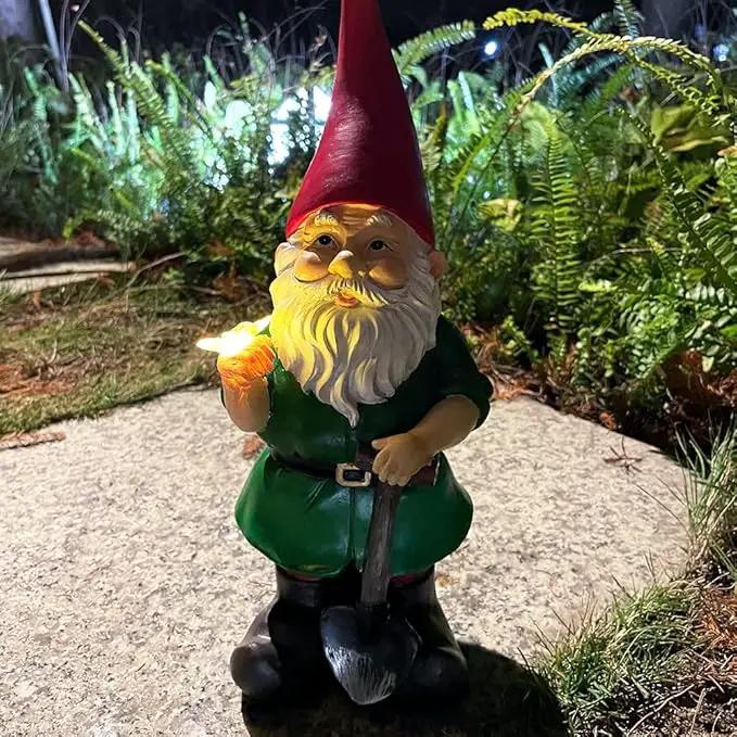 Solar Powered 2 Gnomes Playing with Ball, Decorated Solar Light, Garden Decorations Statues, Garden Light Decor for Lawn Ornaments by GreenHaven Gardens