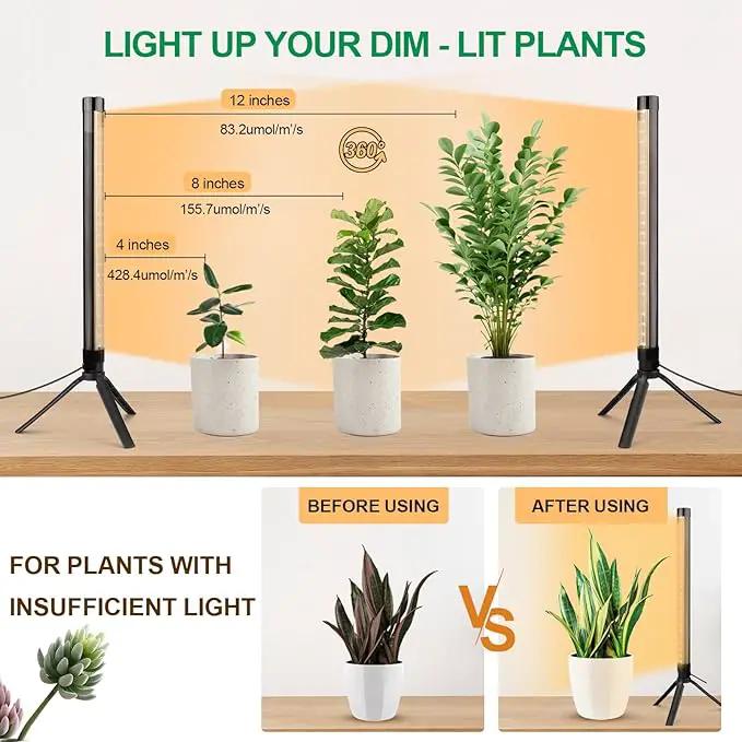 2 Pack Grow Lights for Indoor Plants, Height Adjustable with On/Off Switch and Timer, Vertical Plants Grow Light for Indoor Plant Growth and Flowering by GreenHaven Gardens
