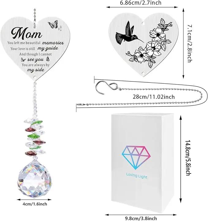 Memorial Gifts for Loss of Mom, Sympathy Gifts for Loss of Mom, Mom in Heaven Memorial Crystal Suncatcher for Window Home Decor (Mom) by GreenHaven Gardens