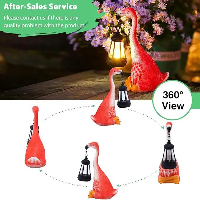 Goodeco Flamingo Statue with Solar Lantern - Artistic Pink Flamingo Decor for Outdoor Garden & Home, Flamingo Gifts for Women - Flamingo Lamp with Solar Lights Outdoor by GreenHaven Gardens