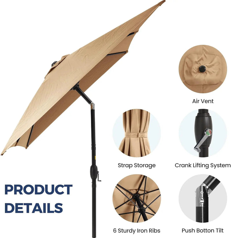SUNVIVI OUTDOOR Patio Umbrella, 6.5' x 10' Rectangular Patio Umbrella, Metal Pole Square Outdoor Umbrella with Crank and Push Button Tilt, 6 Steel Ribs, Polyester Canopy by GreenHaven Gardens