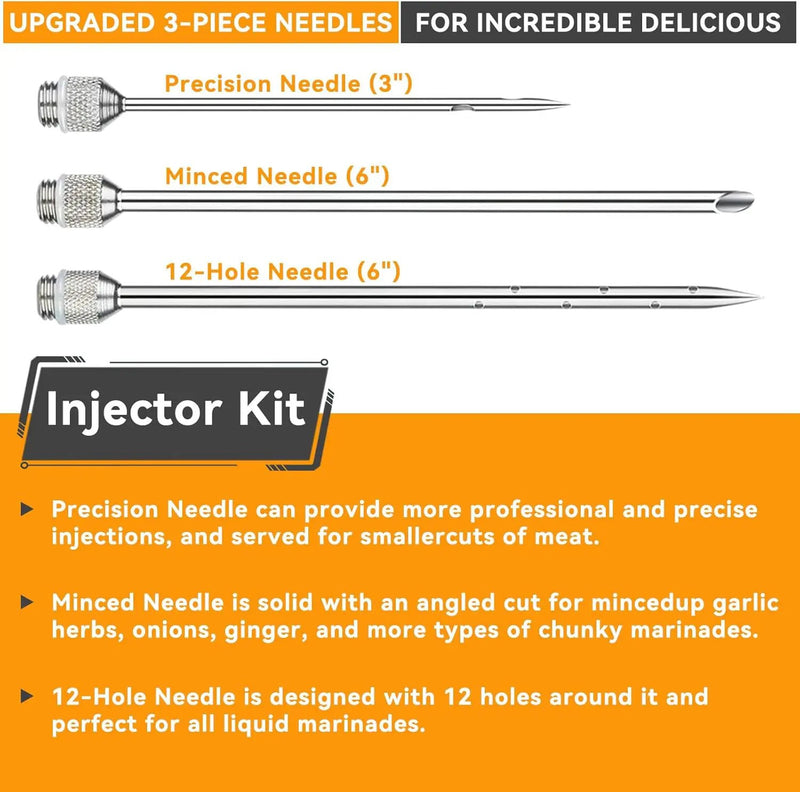 Meat Injector, Marinade Injector with 3 Marinade Needles,Seasoning Injector, Turkey Injector Syringe，2-OZ Large Capacity, All Stainless Steel 2024 UPDATE by GreenHaven Gardens