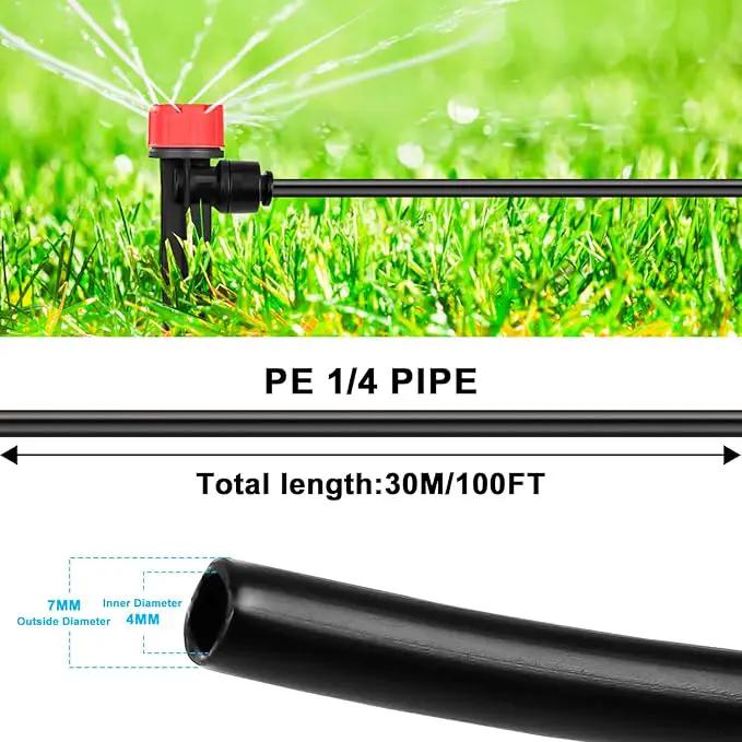 1/4 PE Drip Irrigation Tubing, 100FT Drip Irrigation Hose, Push-To-Connect Compatible- Misting Tubing or Blank Distribution Tubing for DIY Garden Irrigation Hydroponics System by GreenHaven Gardens