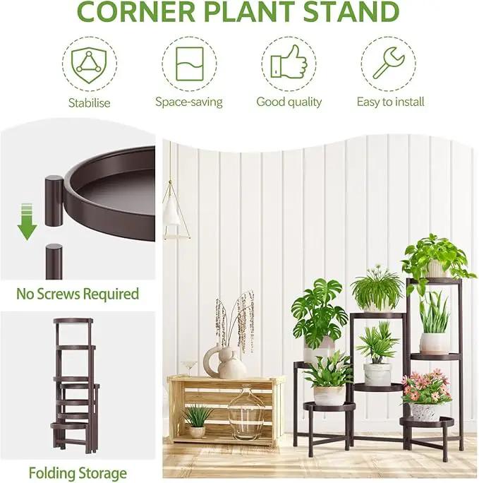 iDavosic.ly 7 Tier Large Plant Stand Indoor, 10 Inch Wide Tall Corner Metal Plant Stands Outdoor for Multiple Plants, Folding Tiered Flower Display Holder Rack Shelf, Violet Bronze by GreenHaven Gardens