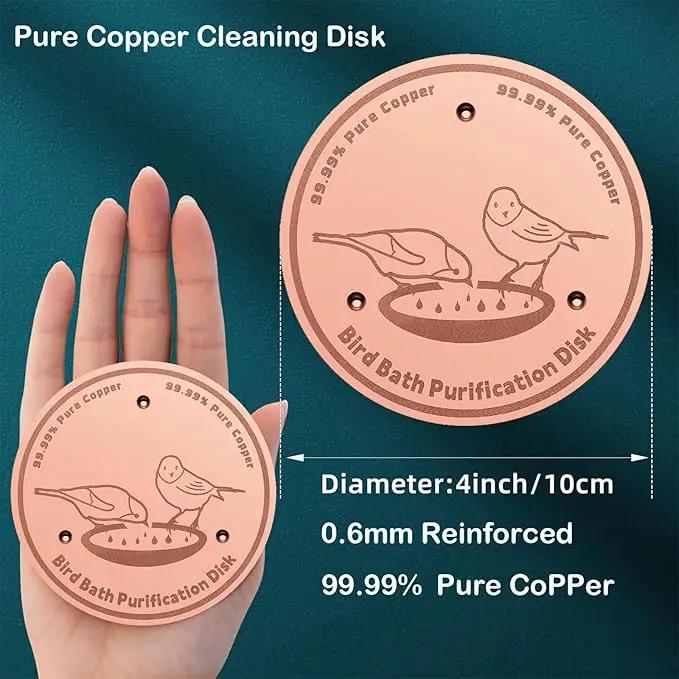 1-Pack 99.99% Pure Copper Bird Bath Purification Disk,Copper Disc with Stable Triple-Point Support,Fits All Outdoor Bird Baths(Round) by GreenHaven Gardens