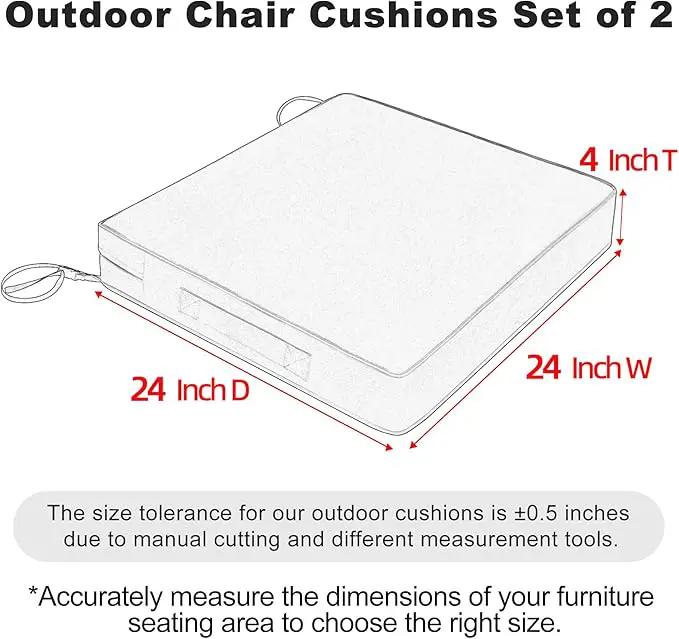 Favoyard Patio Chair Cushions 24 x 24 x 4 Inch Waterproof Outdoor Seat Cushions for Patio Furniture 3-Year Color Fastness Garden Sofa Couch Pads with Handle & Adjustable Straps Set of 2, Blue by GreenHaven Gardens