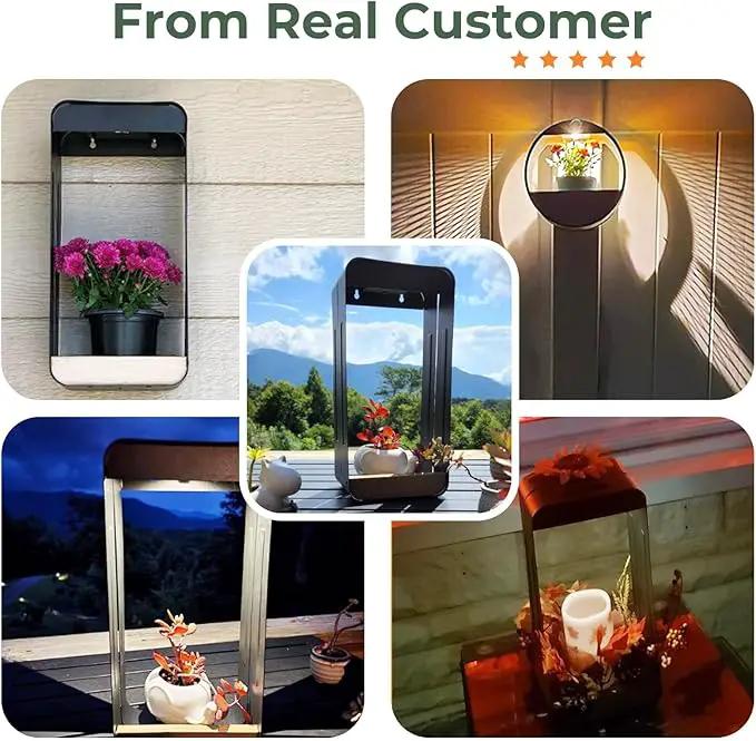 Grand patio Outdoor Leiden LED Solar Hexagon Wall Sconce Planter, with Dusk to Dawn Sensor Decor Wall Lighting for Garage Doorway Patio Yard, Cement Grey (L-Linear) by GreenHaven Gardens