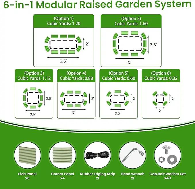 6.5X2X1.4 FT Raised Garden Bed for Outdoors - Galvanized Planter Raised Beds, Metal Planter Box for Vegetables,Flowers, Herbs, and Succulents(Light Green) by GreenHaven Gardens