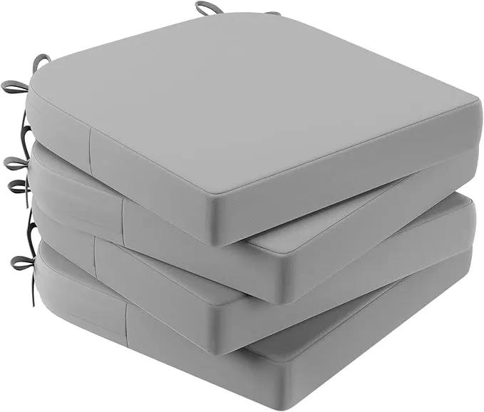 AAAAAcessories Outdoor Seat Cushions for Chairs, Waterproof, Fade-Resistant Patio Furniture Replacement Cushions, 17" x 16" x 2", Set of 4, Gray by GreenHaven Gardens