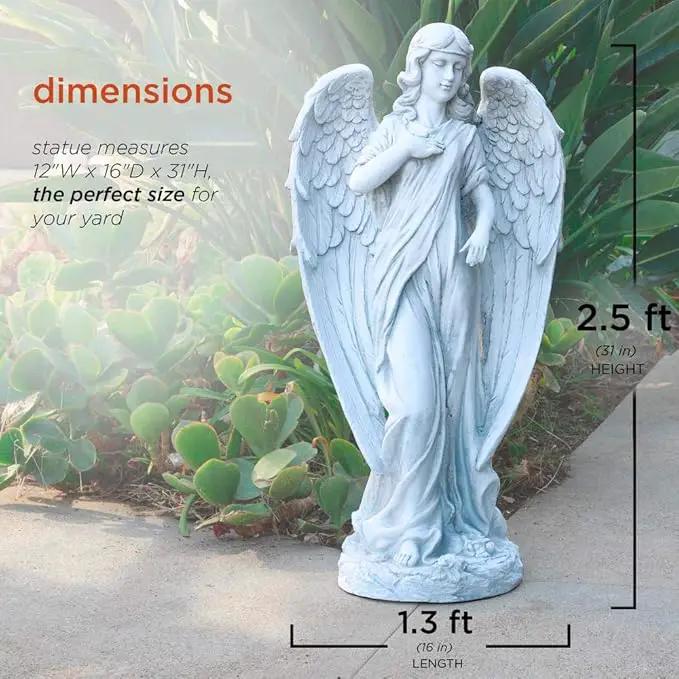 Alpine Corporation 31" Tall Indoor/Outdoor Angel Statue Yard Art Decoration, Light Gray by GreenHaven Gardens