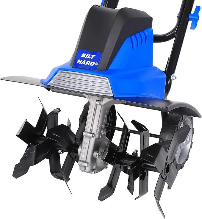 BILT HARD Tiller Cultivator 16 inch, 13.5 Amp 6 Steel Tines Tillers for Gardening Foldable, Electric Garden Rototiller with Adjustable Wheels by GreenHaven Gardens