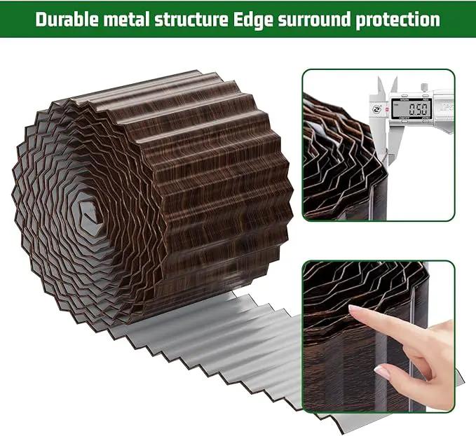 SnugNiture Corrugated Metal Garden Edging,12" x 20' Sturdy Lawn Edging Border,Landscape Edging Border for Lawn, Flower Bed,Garden and Yard(Brown) by GreenHaven Gardens