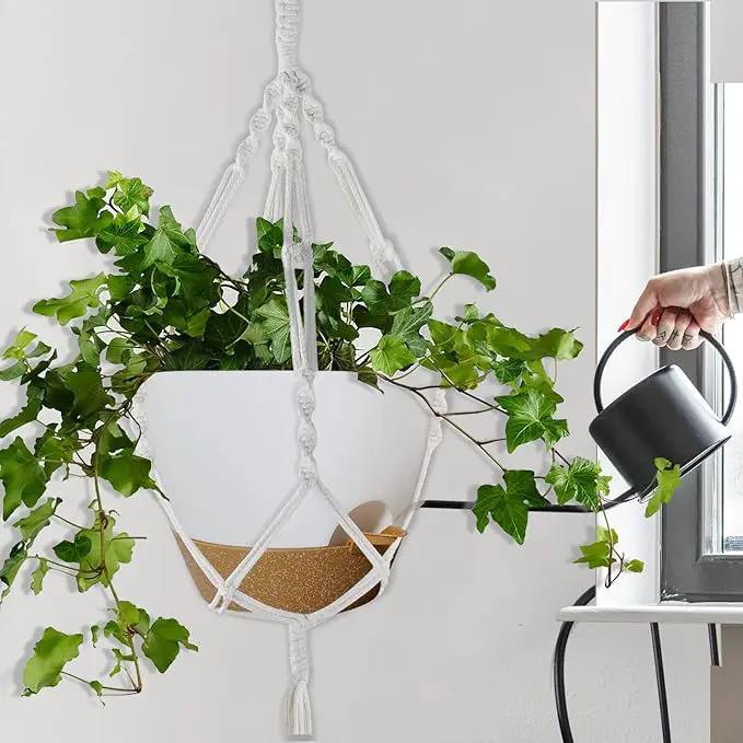 WOUSIWER 10 inch Self Watering Planters, 2 Pack Large Plastic Plant Pots with Deep Reservior and High Drainage Holes for Indoor Outdoor Plants and Flowers, White with Terracotta by GreenHaven Gardens