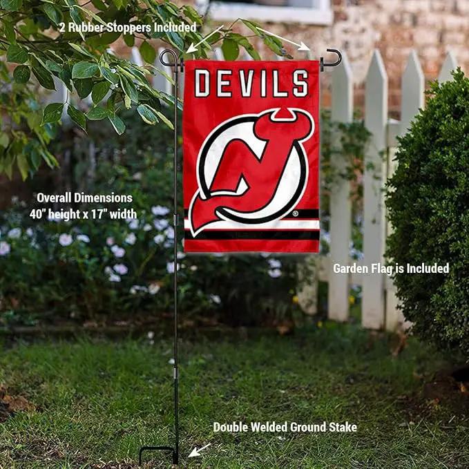 WinCraft New Jersey Devils Garden Flag with Pole Stand Holder by GreenHaven Gardens