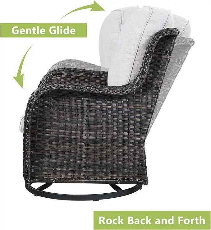 Outdoor Wicker Patio Furniture Set - 6 Piece Rattan Patio Conversation Set with 2 Rocking Swivel Chairs,2 Ottomans,1 Loveseat and 1 Side Table for Porch Deck Backyard Garden(Brown/Beige) by GreenHaven Gardens