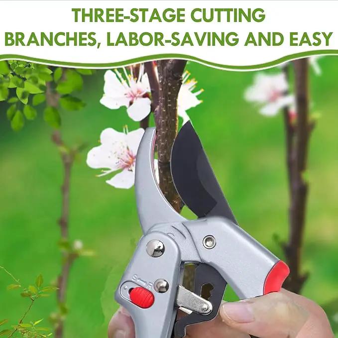 Garden clippers, premium Germany pruners, Work 3 times easier, professional ratchet pruning shears, cutting rose, flower, hedge, stem, tree, Sharp gardening scissors, Arthritis weak hand snips by GreenHaven Gardens