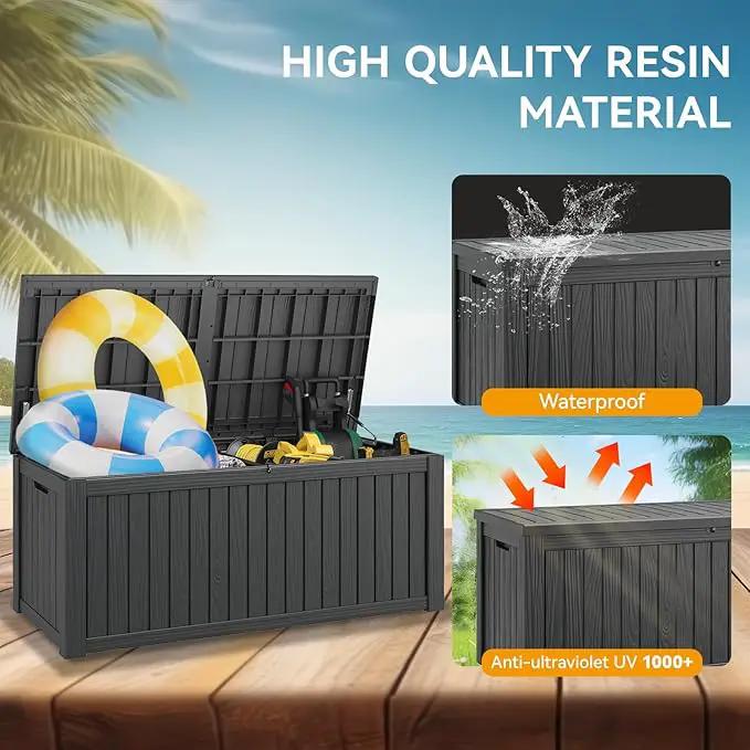 NUNU LAB 180 Gallon Outdoor Storage Box,Large Resin Sturdy Deck Box, Backyard Outside Storage Box Waterproof with Double Wall Panels,Package Delivery Garden Hose Storage Bin Outdoor Tool by GreenHaven Gardens