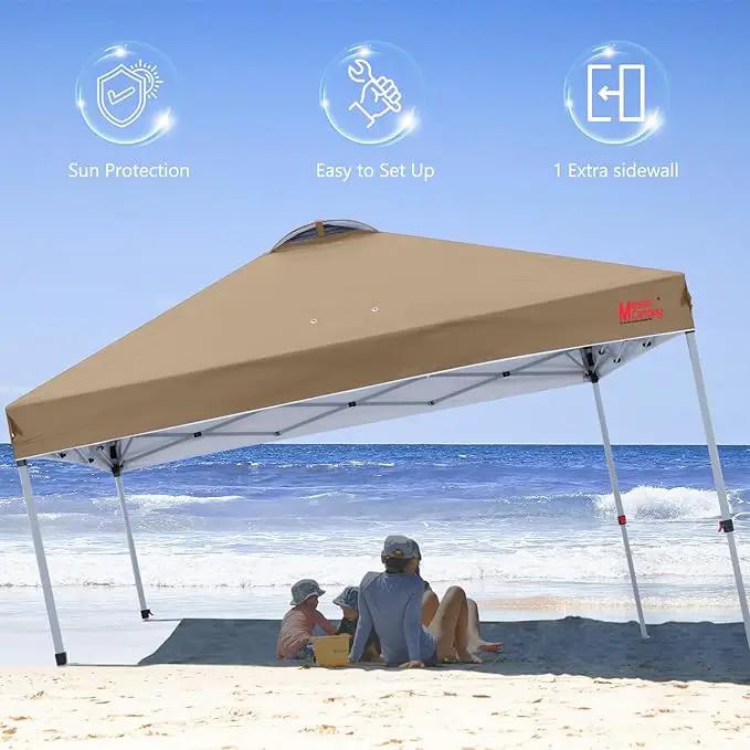 MASTERCANOPY Durable Pop-up Canopy Tent with 1 Sidewall (10'x10',Khaki) by GreenHaven Gardens