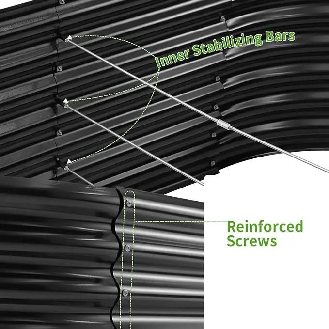 Land Guard Galvanized Raised Garden Bed, 8x4x2ft Planter Boxes Outdoor, Oval Larger Metal Planter Boxes for Vegetables, Fruits, Flowers (Grey)