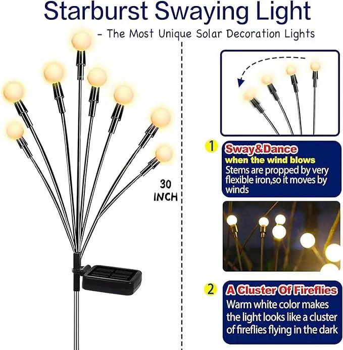 TONULAX Solar Garden Lights - Upgraded Solar Swaying Light, Sway by Wind, Outdoor Lights, Yard Patio Pathway Decoration, High Flexibility Iron Wire & Heavy Bulb Base, Warm White(6 Pack) by GreenHaven Gardens