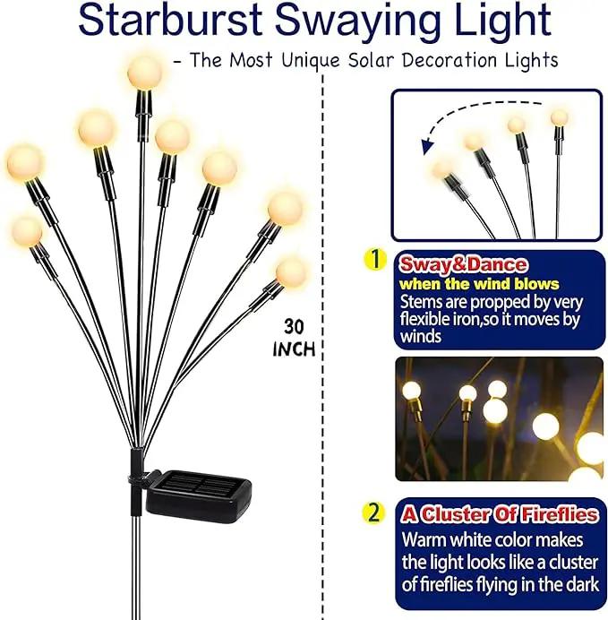 TONULAX Solar Garden Lights - New Upgraded Solar Swaying Light, Sway by Wind, Solar Outdoor Lights, Yard Patio Pathway Decoration, High Flexibility Iron Wire & Heavy Bulb Base, Warm White (4 Pack) by GreenHaven Gardens