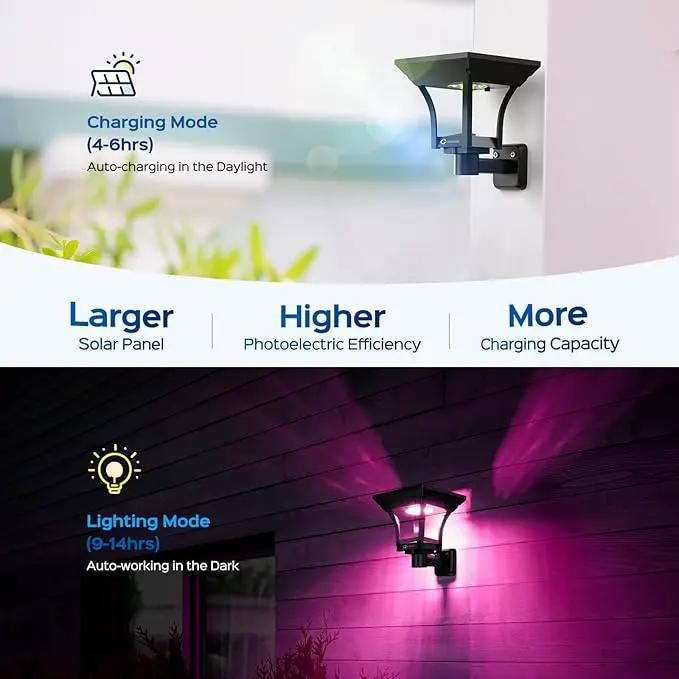 CINOTON RGBW Solar Landscape Pathway Outdoor Lights with 3 Lighting Modes, IP65 Waterproof LED Solar Powered Wall Lights for Garden Yard Lawn Path Driveway Pool Backyard Warm White & Multicolor 4 Pack by GreenHaven Gardens