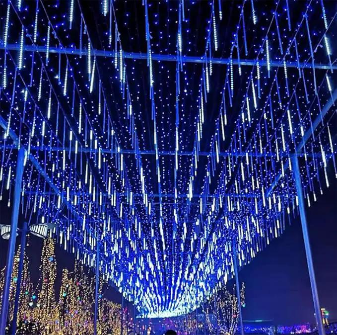 LED Meteor Shower Solar Lights Outdoor, Waterproof Garden Lights 30cm 10 Tubes 360LEDs Falling Lights Raindrop Lights,Holiday Party Wedding Christmas Tree Decoration String Lights (Blue) by GreenHaven Gardens