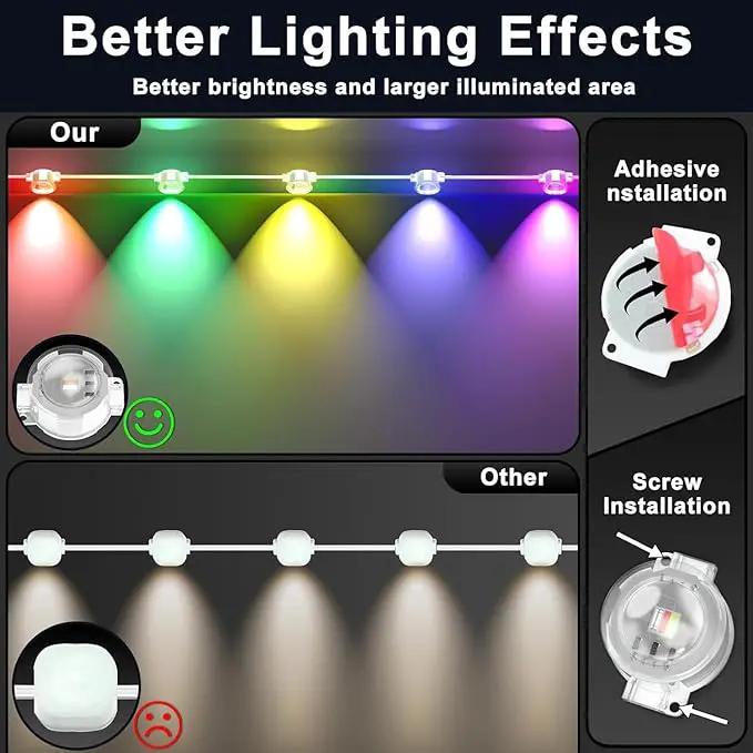 200FT Permanent Outdoor RGB Lights,IP67 Waterproof Smart LED Eaves Lights with App/Remote Control,for Christmas and All Holiday Decor,Daily and Accent Lighting,House Roof and Garden Lighting by GreenHaven Gardens