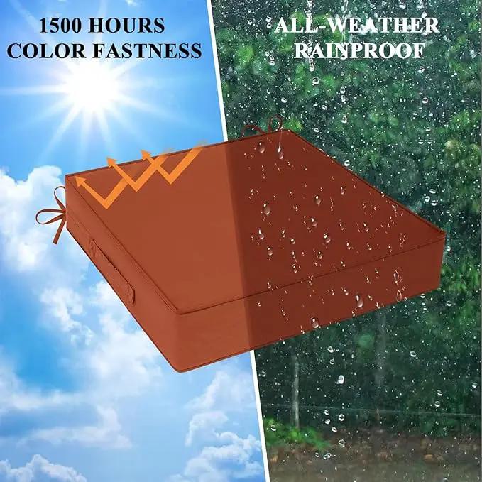 Outdoor Chair Cushions Set of 2 for Patio Furniture 18.5x16x3 Inch Waterproof Patio Chair Cushion 3 Year Color Fastness Rectangle Elastic Foam Garden Couch Pads with Ties and Handle,Spice by GreenHaven Gardens
