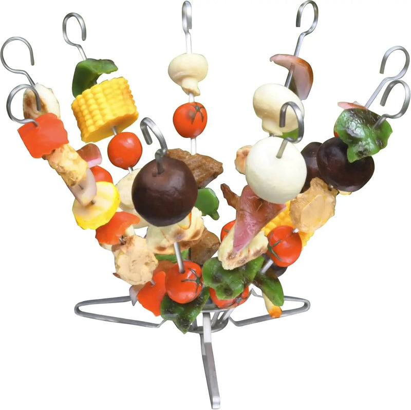 O-Yaki Flat Metal Kabob Skewer for Grilling – Set of 9 BBQ Skewers Stainless Steel with Storage Bag, Dishwasher Safe Skewers with Hook Handle & Sharp Tip for Outdoor BBQ, Cookouts & Oven Use – 9 Inch by GreenHaven Gardens