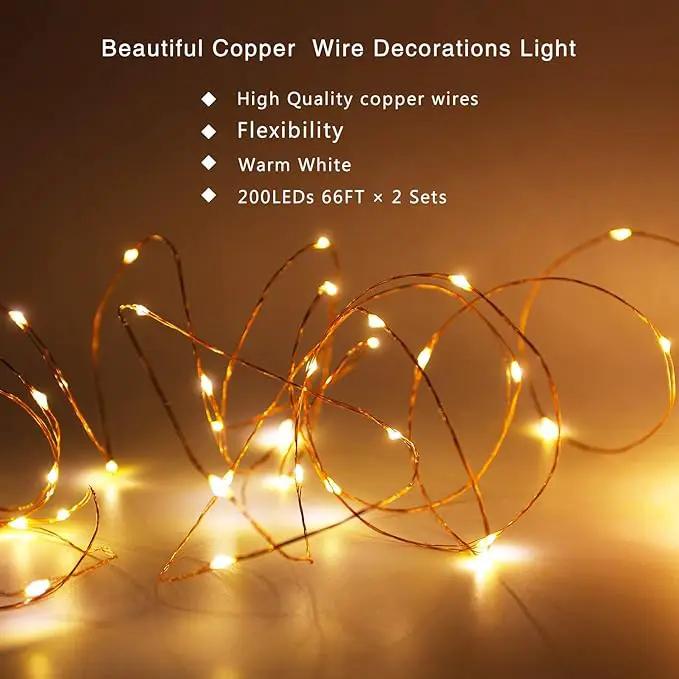 Solar String Lights Outdoor, 2 Pack 144FT 400 LED Solar Christmas Twinkle Lights Outside Waterproof Copper Wire with 8 Modes Solar Fairy Lights for Garden Tree Birthday Christmas Decor(Warm White) by GreenHaven Gardens
