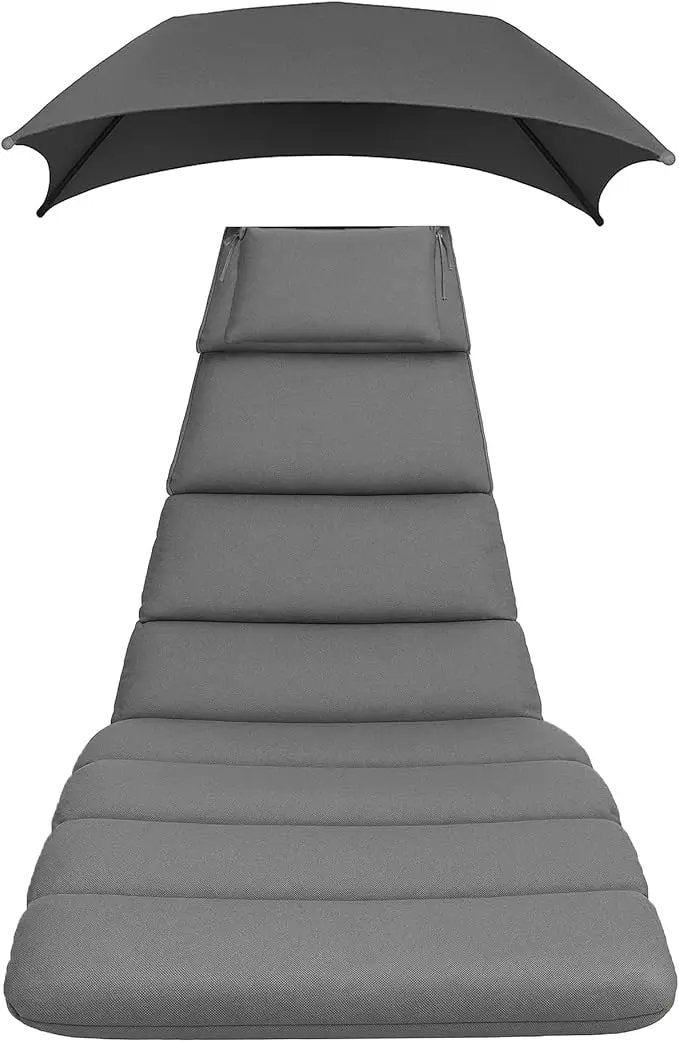 Weatherproof Replacement Cushion Pad and Umbrella for Hanging Lounge Chair Outdoor Chaise Hanging Hammock Chair - Long-Lasting, Fade-Resistant, Quick-Dry, Outdoor Lounge Replacement Set (Gray) by GreenHaven Gardens