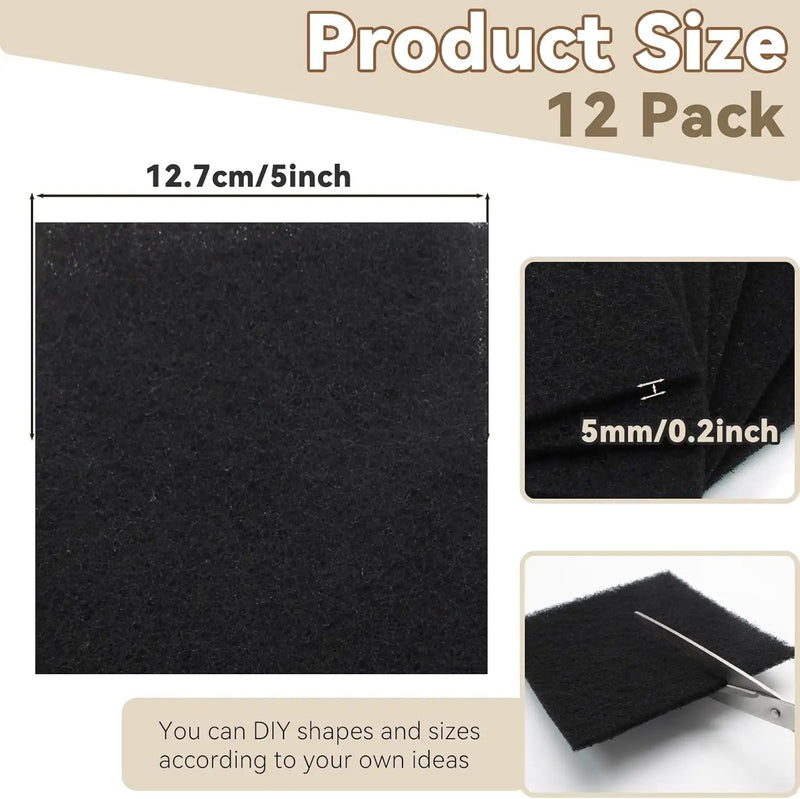 Biaungdo 12 Pack 5 Inch Sqaure Charcoal Filter Replacements, Black Kitchen Compost Bin Filters for Countertop Square Carbon Filter Bin Pail Replacement by GreenHaven Gardens