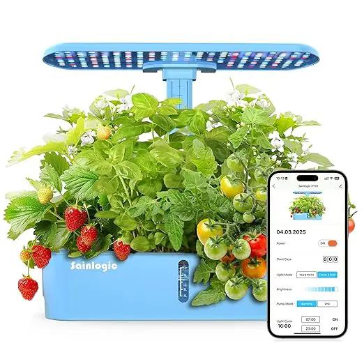 Sainlogic Hydroponics Growing System Kit, 12 Pods Watering Planter, Smart Indoor Garden with APP & WiFi Connected, 5 X Growth with 24W LED, Quiet Pump, for Vegetables, Herbs and Flowers by GreenHaven Gardens